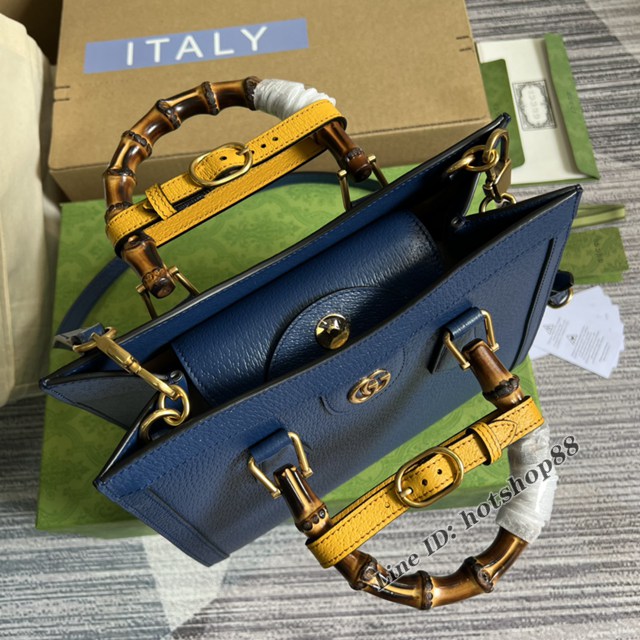 Gucci官網2022新款兩根霓虹色扣帶女包 古馳原廠皮竹節中號手提托特包702721 gqy4686